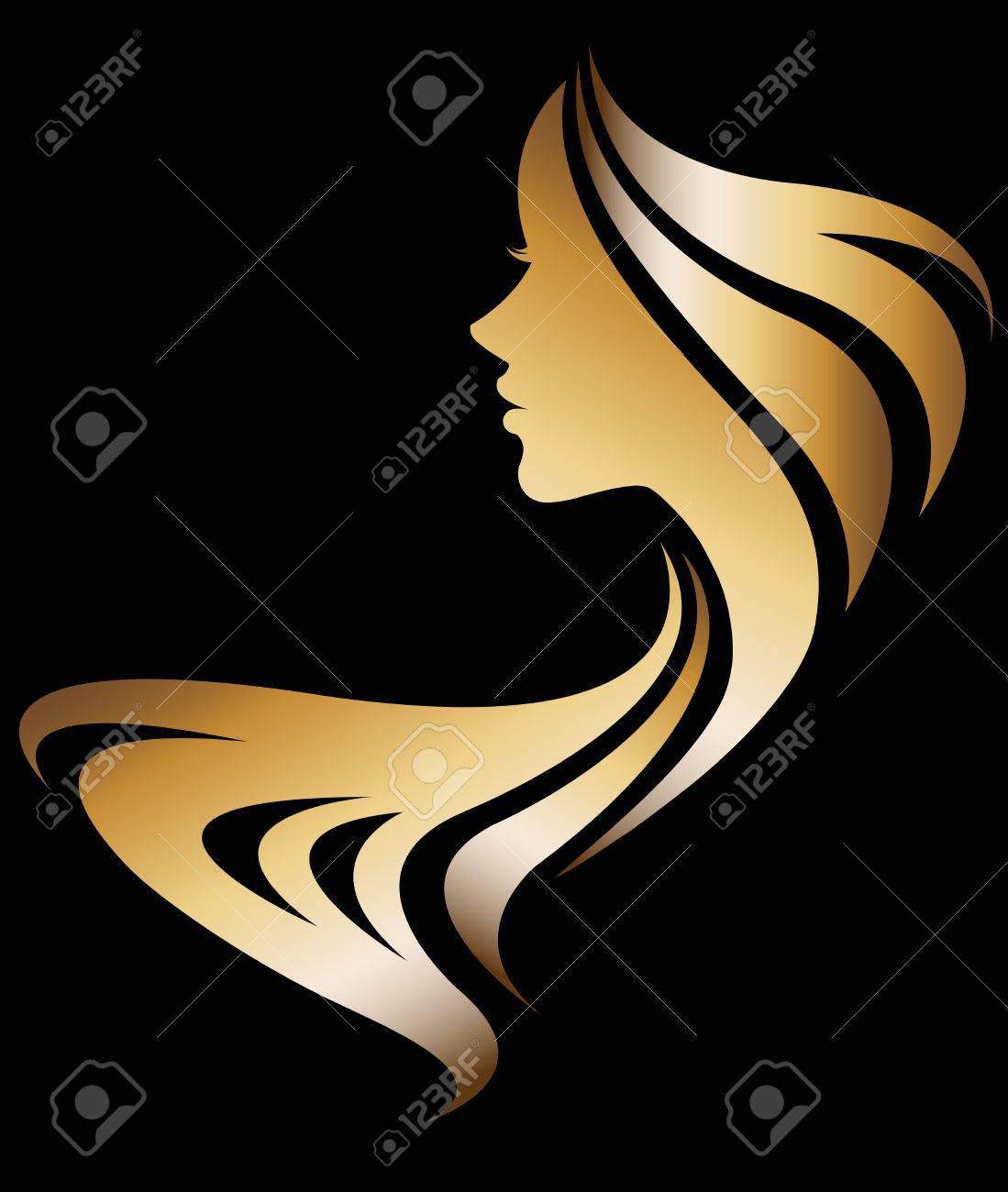 illustration vector of women silhouette icon on black background